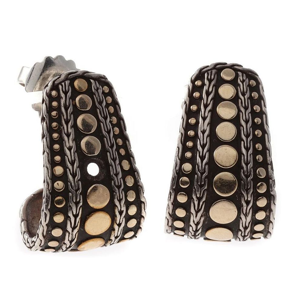 Appraisal: John Hardy sterling silver and k gold earrings length in