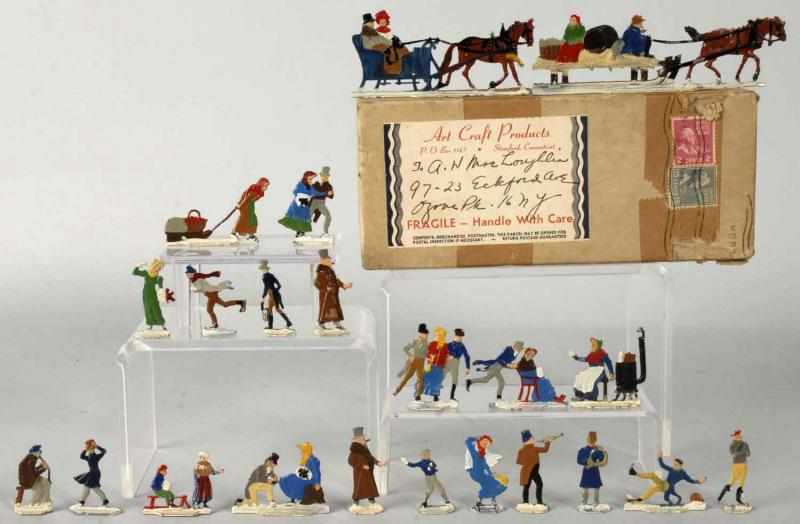 Appraisal: Lot of Miniature Lead Figures Description Handpainted Mostly ice skating