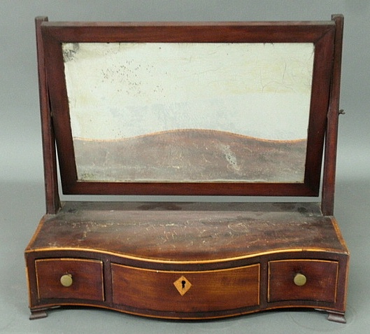 Appraisal: - Hepplewhite inlaid mahogany serpentine front shaving stand c h