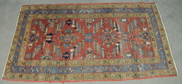 Appraisal: Wool-on-Cotton Oriental RugHaving multiple center medallions Triple border in blue