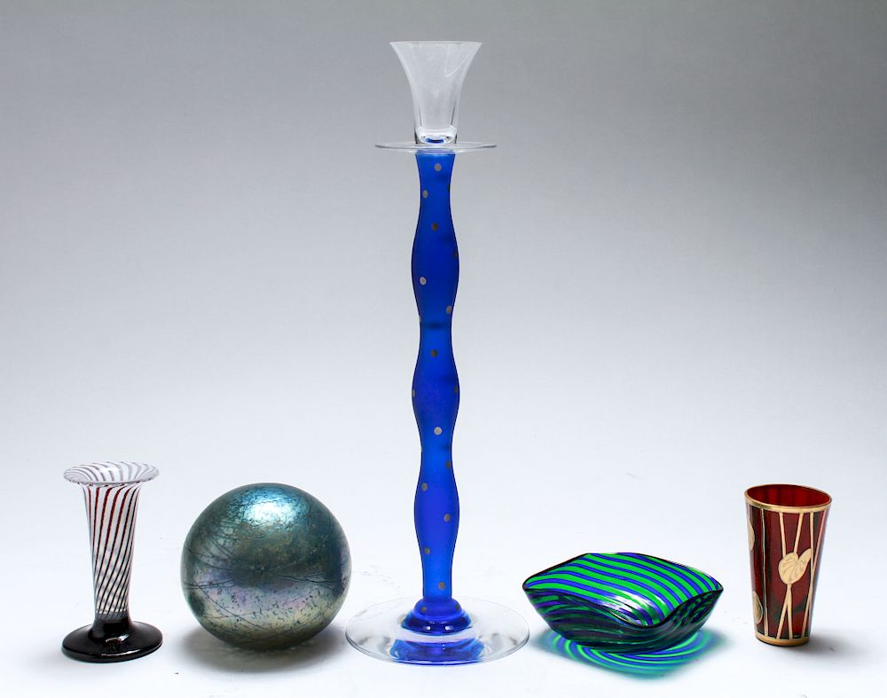 Appraisal: American Venetian Studio Art Glass Pieces Five American and Venetian