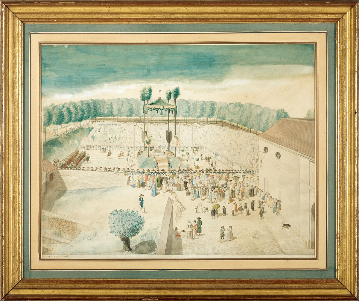 Appraisal: FRENCH WATERCOLOR OF AN OUTDOOR CEREMONY IN THE REIGN OF