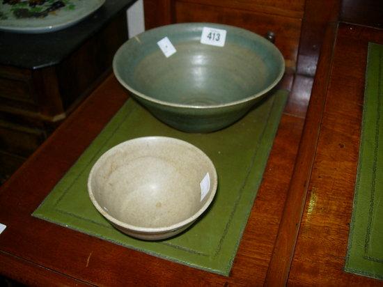 Appraisal: A PLEYDELL-BOUVERIE STUDIO POTTERY BOWL ON GREEN GROUND diameter and