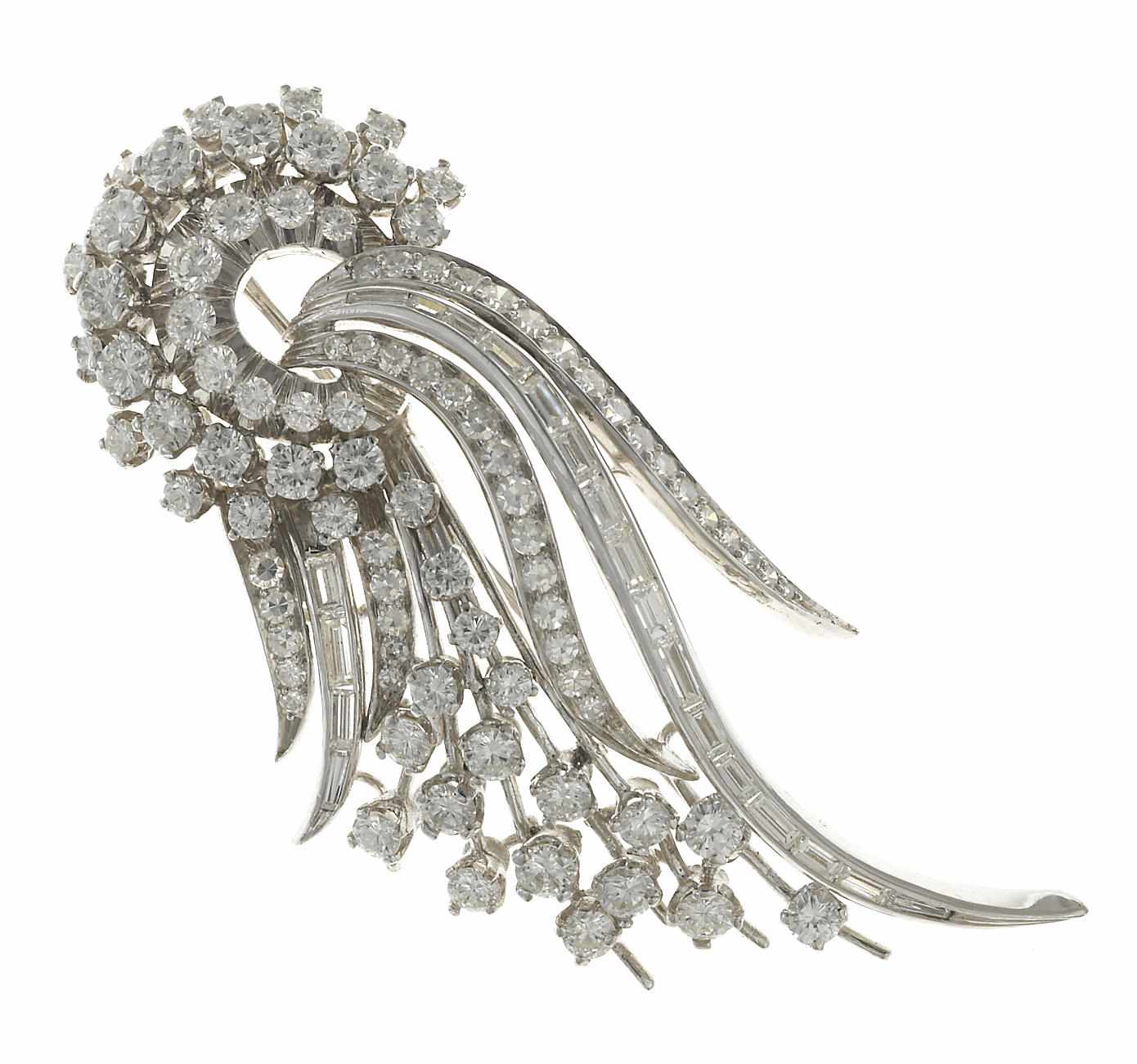 Appraisal: A diamond spray brooch estimated total diamond weight carats mounted