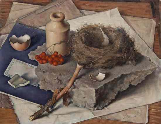 Appraisal: Johan Ponsioen Dutch - Still Life with Bird's Nest and