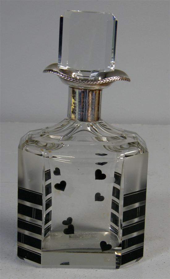 Appraisal: Art Deco cut glass decanter with silver mount of octagonal