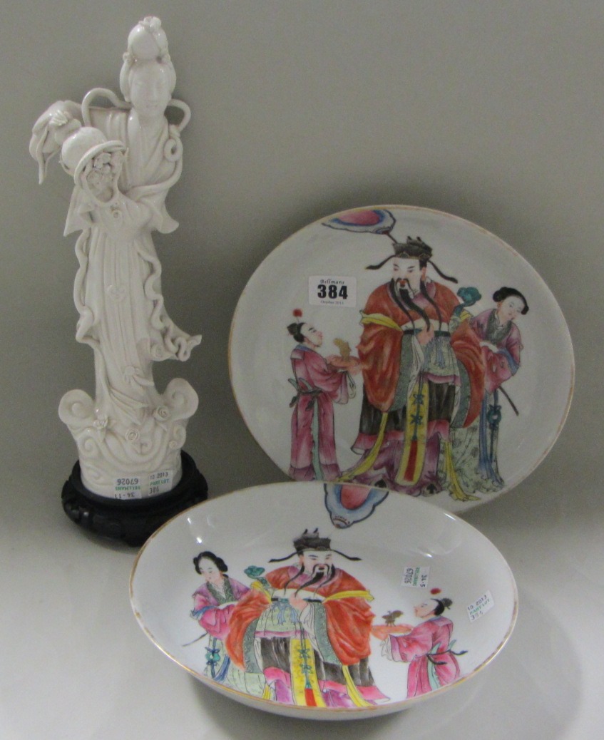 Appraisal: A pair of Chinese saucer dishes th century each painted