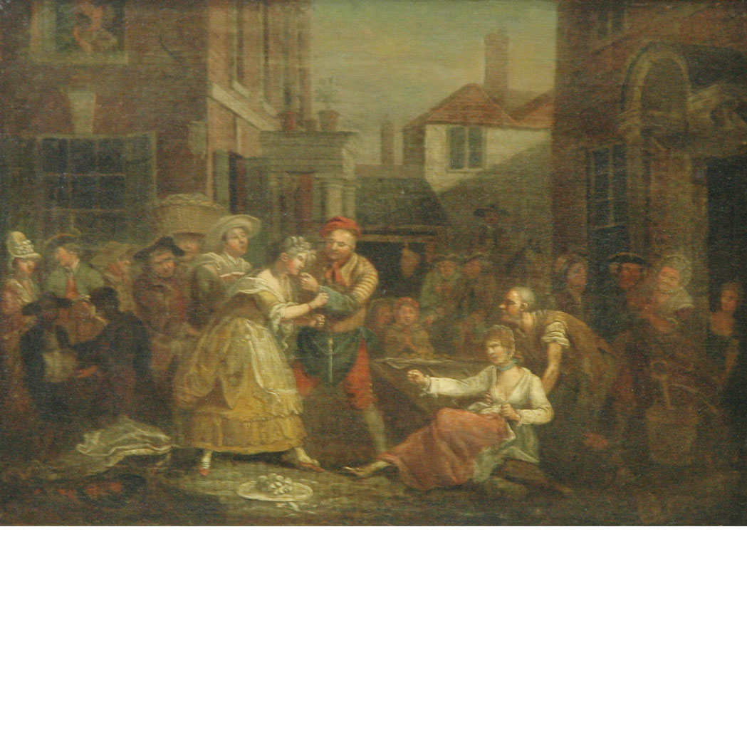 Appraisal: Circle of Willilam Hogarth A Market Brawl Oil on canvas