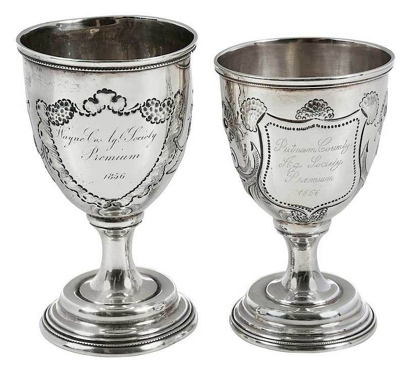 Appraisal: Two Coin Silver Agricultural Awards American th century both goblet