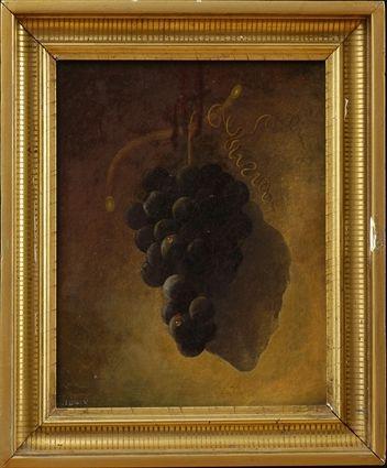 Appraisal: AMERICAN SCHOOL STILL LIFE WITH GRAPES Oil on canvas x