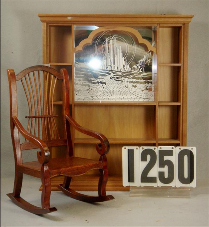 Appraisal: Lot of wooden display pieces handmade rocking chair tall and