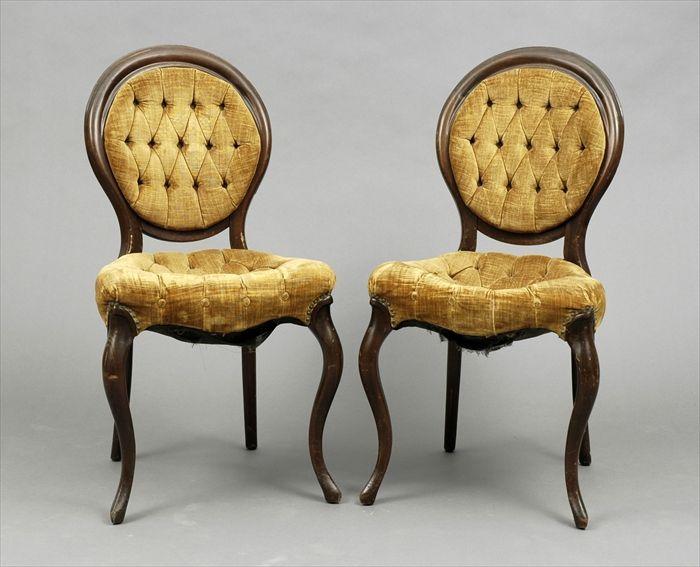 Appraisal: Pair of Rococo Revival Mahogany Side Chairs x x in