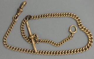 Appraisal: K gold watch chain with T bar grams K gold