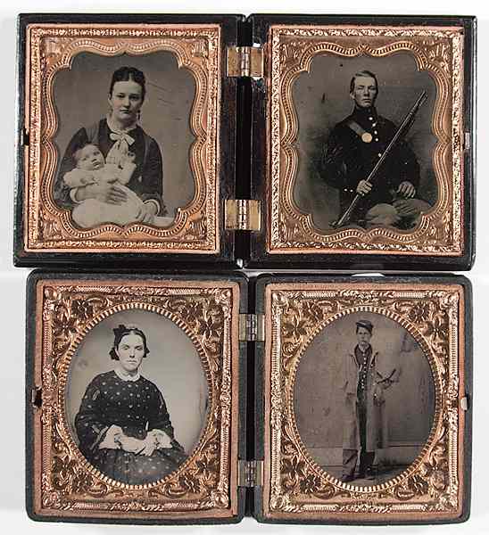 Appraisal: Civil War - Cased Images Civil War Sixth Plate Double