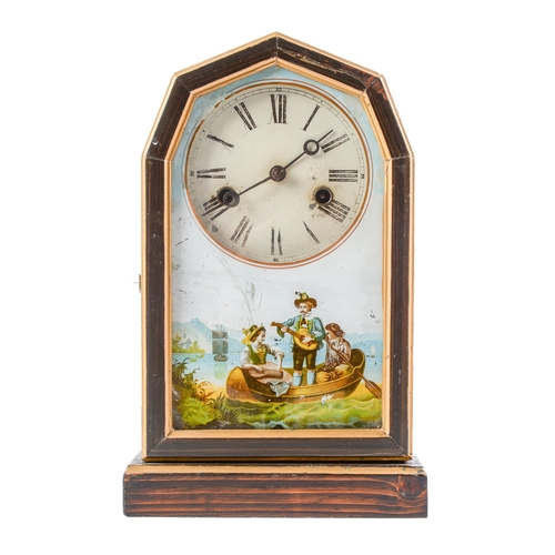 Appraisal: An American stained wood shelf clock late th c with