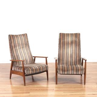 Appraisal: Pair early Milo Baughman reclining lounge chairs Pair early Milo