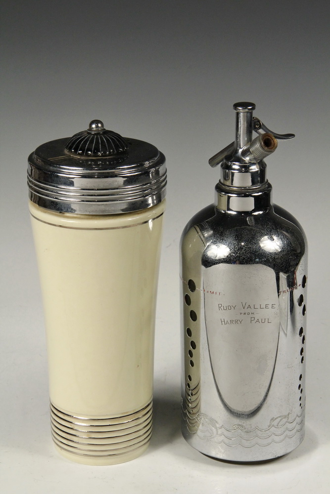 Appraisal: RUDY VALLEE'S COCKTAIL SHAKER AND SELTZER BOTTLE - Belonging to