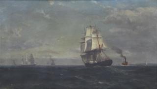 Appraisal: DEAN Walter Oil on Canvas American Ship at Sea Signed