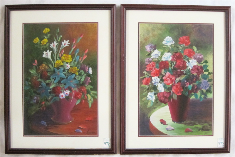 Appraisal: DENNIS ASSAYAC TWO OILS ON PAPER France America born Floral