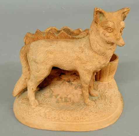 Appraisal: Earthenware planter with a standing fox th c h