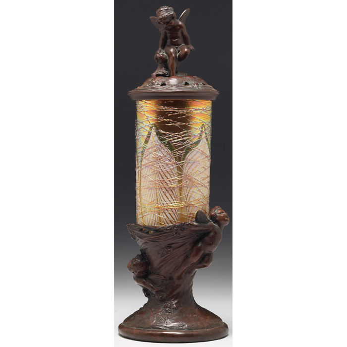 Appraisal: Lustre Art perfume lamp bronzed metal sculpted base with flying