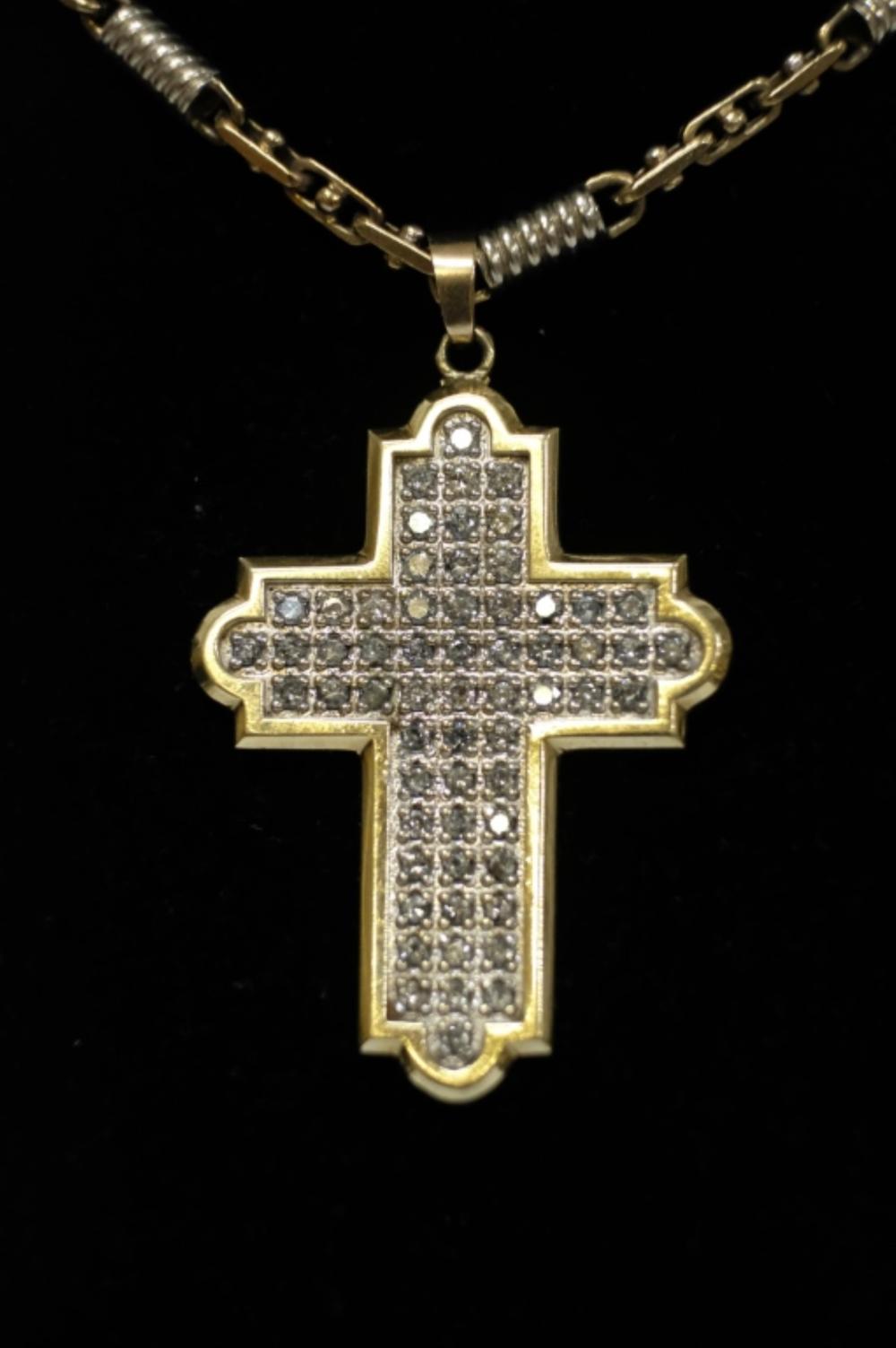 Appraisal: YG WG CTTW WHITE DIAMOND CROSS NECKLACE k Yellow and