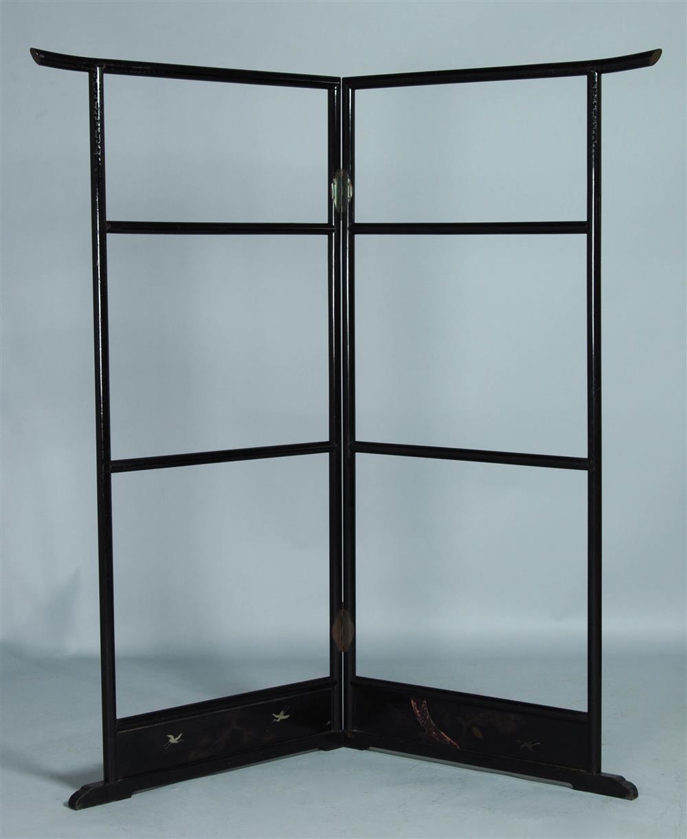 Appraisal: JAPANESE KIMONO STAND of spare elegant black lacquered wood -