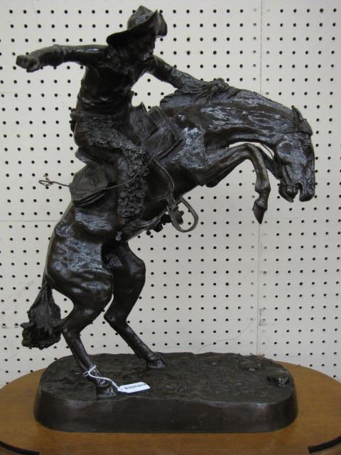 Appraisal: After Frederic Remington American - 'Bronco Buster' Bronze brown patina