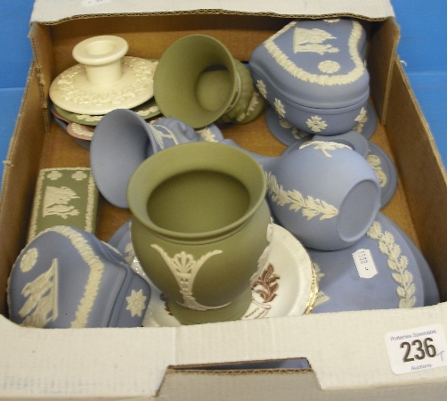 Appraisal: A Collection of Wedgwood Jasperware Including Green and Blue boxes