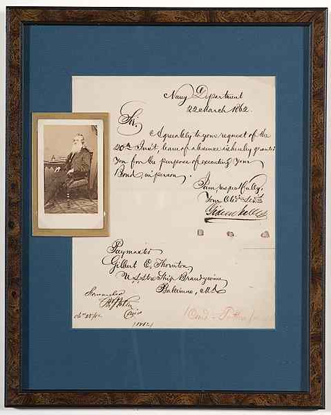 Appraisal: Civil War - Autographs Gideon Welles Lincoln's Secretary of the