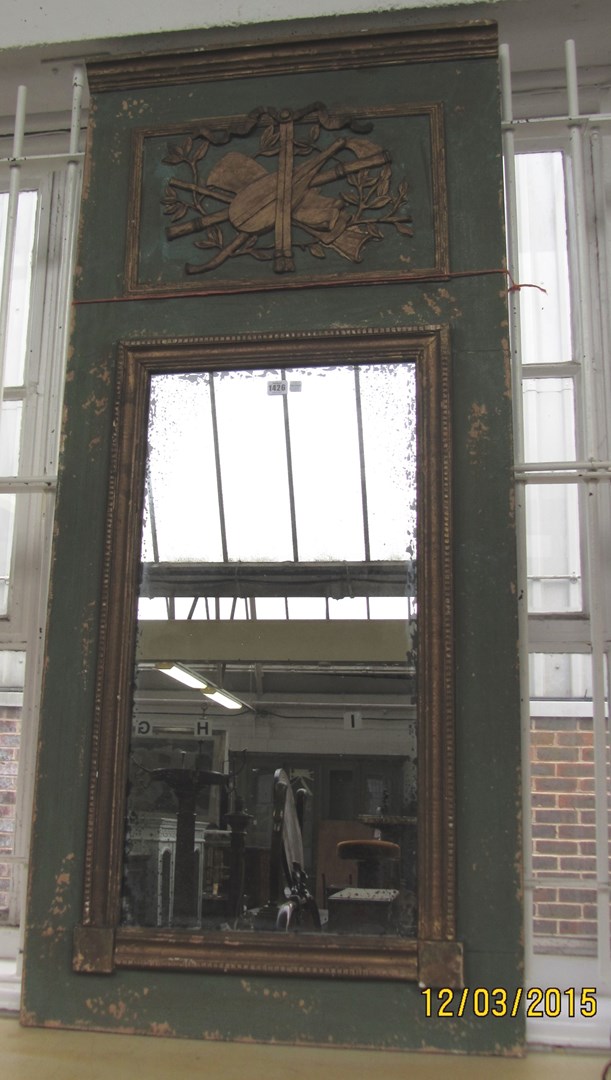 Appraisal: An early th century style trumeau wall mirror on a