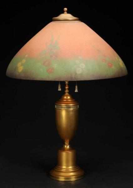 Appraisal: Signed Reverse Painted Jefferson Lamp Description Dated Beautiful lamp with