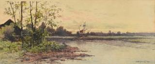 Appraisal: Arthur Diehl Watercolor of Waterway Arthur Diehl Massachusetts New York