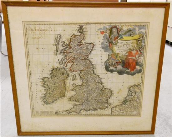 Appraisal: Early map of Great Britain hand colored ''Magna Britainnia complectens