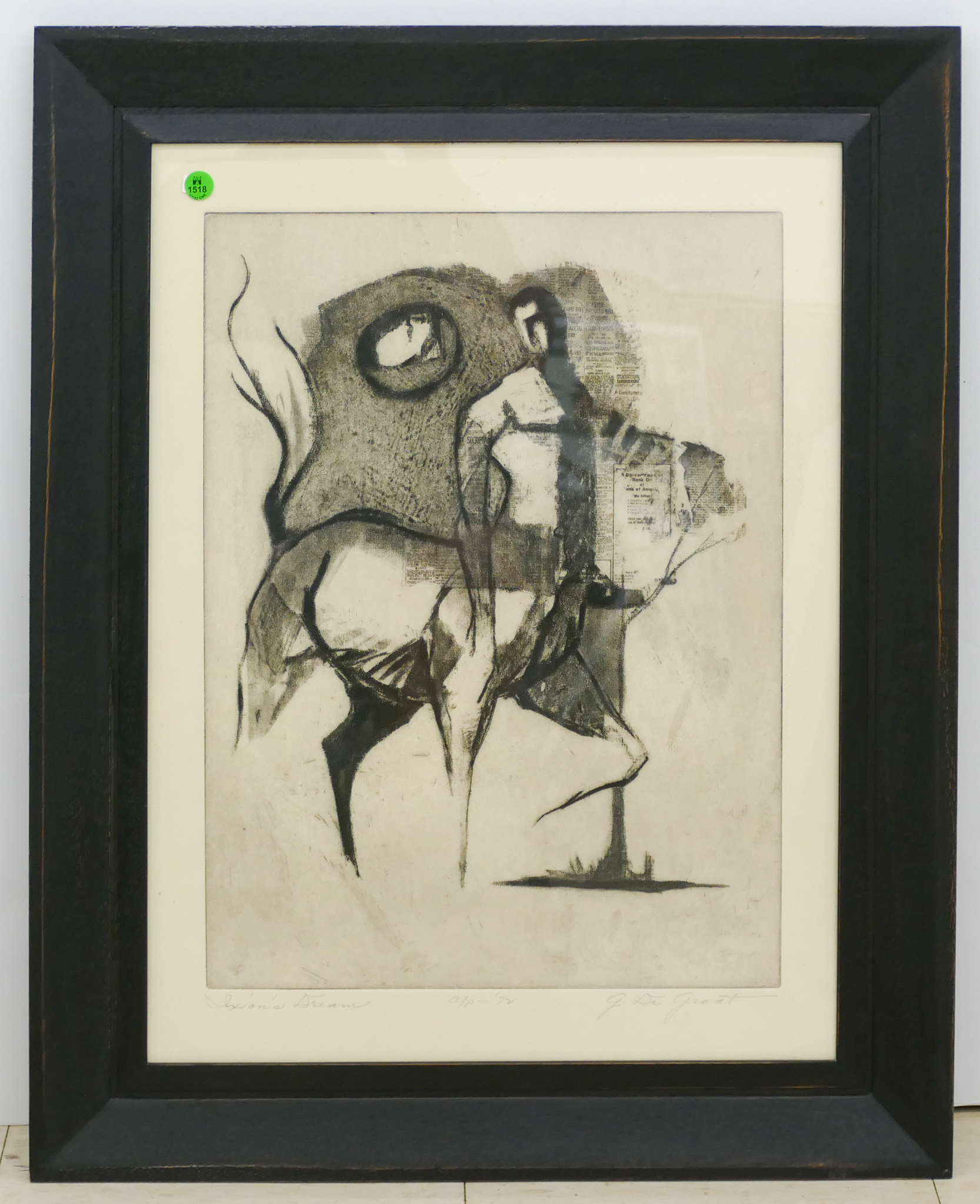 Appraisal: George De Groat ''Ixion's Dreams'' Modernist Etching Framed ''x ''