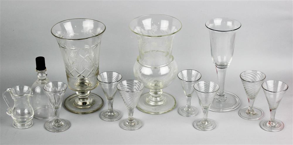 Appraisal: GROUP OF GEORGIAN AND GEORGIAN STYLE GLASS ARTICLES including a