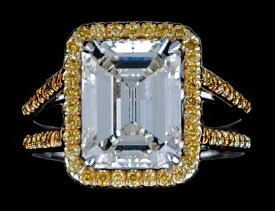 Appraisal: Platinum and diamond ring center emerald-cut diamond ct color J-K