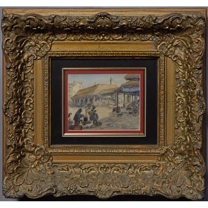 Appraisal: Pierre Menager - French American French Market Scene th c