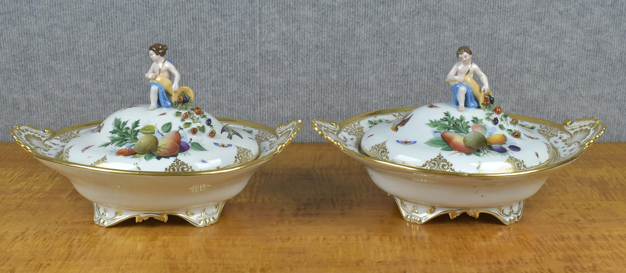 Appraisal: FINE PR OF TH C MEISSEN PORCELAIN TUREENS A fine