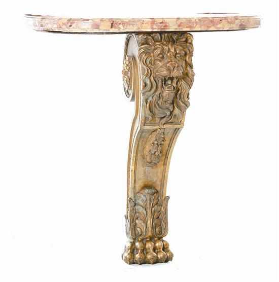 Appraisal: French Empire style marbletop bronze console table th century D-shape