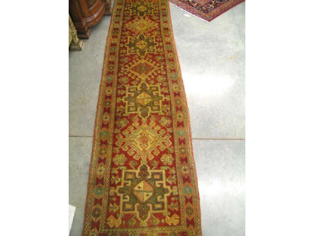 Appraisal: Heriz Persian Handmade Runner earthtones geometric designs ' x '