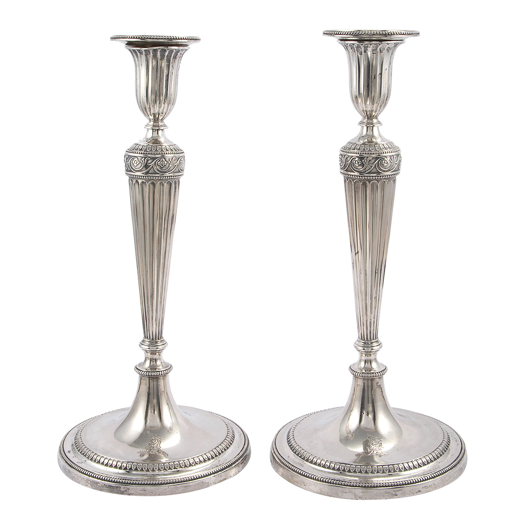 Appraisal: Pair of George III Silver Candlesticks John Scofield London circa