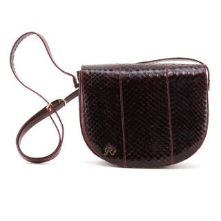 Appraisal: Aubergine Python Shoulder Flap Hand Bag By Robert From NYC