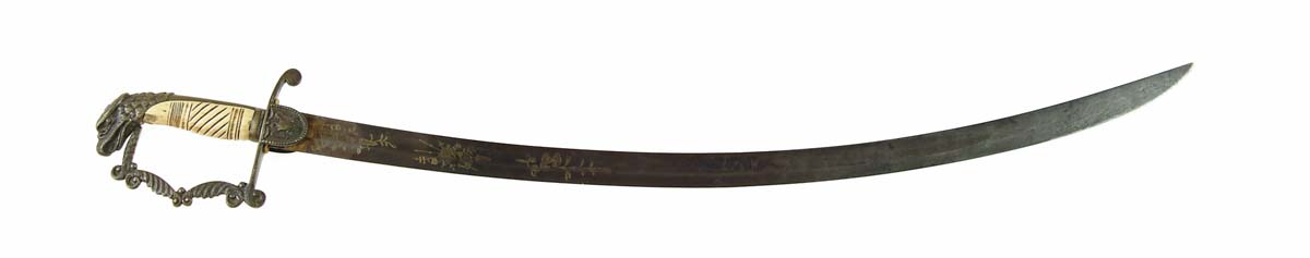 Appraisal: EAGLE HEAD MILITIA SWORD slightly curved blade Blade was once