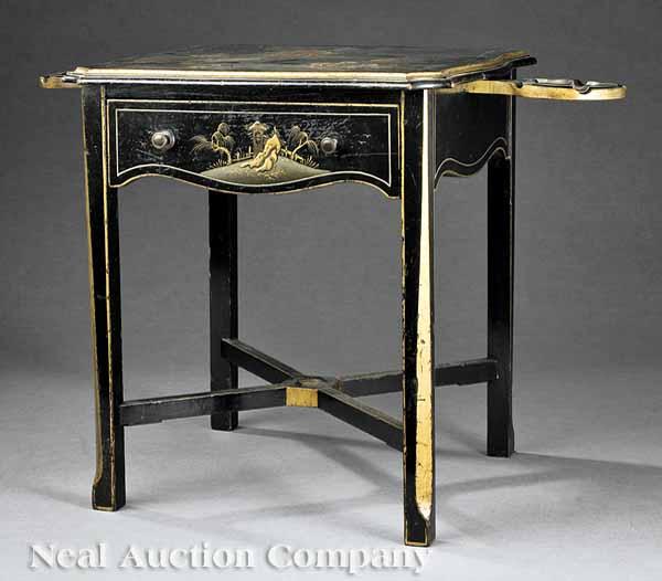 Appraisal: An Art Deco Japanned Smoking Stand early th c serpentine