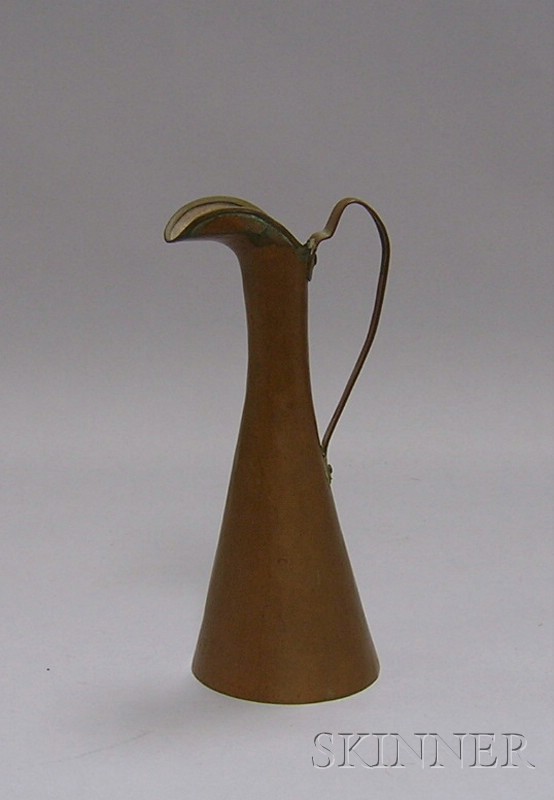 Appraisal: Russian Hand-hammered Copper Ewer creases to sides of spout ht