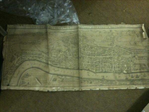 Appraisal: A rolled map of London and Westminster backed onto linen