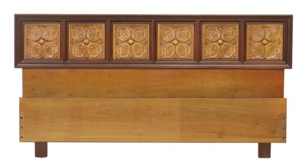 Appraisal: Italian modern headboard mid th c with carved panels approx