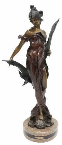 Appraisal: Patinated bronze sculpture Diana signed in cast P Roche after