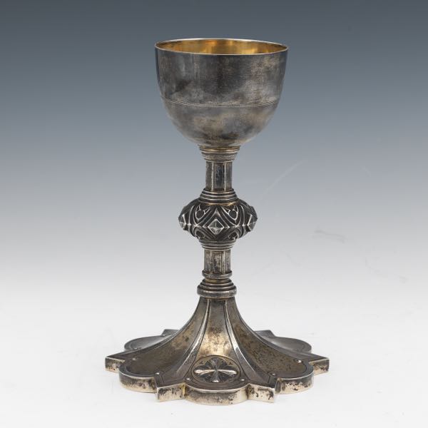 Appraisal: W J FEELEY ANTIQUE STERLING SILVER ECCLESIASTICAL CHALICE CA TURN